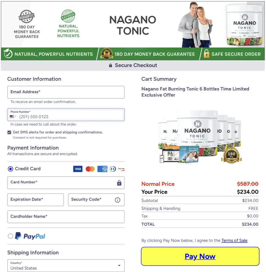 Nagano Tonic™ checkout page